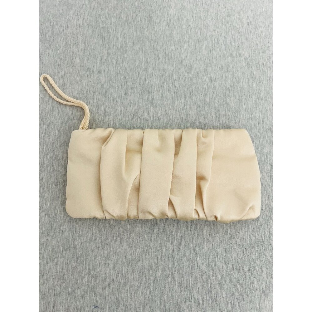 Style & Co. Ruched‎ Satin Wristlet Clutch cream With Interior Pocket